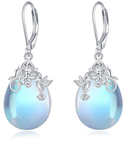 Mondstein Ohrringe Sterling Silber Kolibri Ohrhänger Mondstein Schmuck Geschenk für Damen Frauen