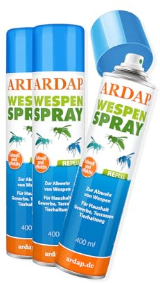 ARDAP Repell Wespenspray 3 x 400ml - Wespen vertreiben - Wespen Spray - Anti Wespen Outdoor - Wespenspray Sofortwirkung - Insektenspray Wespen - Spray gegen Wespen - Wirkt schnell (PT19)