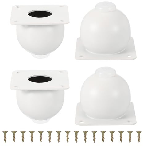 sourcing map Legs for Furniture Set of 4, Heavy Duty Metal Sphere Furniture Feet with Rubber Pads for Dresser, Sofa, Tables, Bed and Cabinet(2.36/60mm, White)