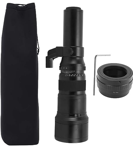 500mm F6.3 Teleobiettivo Manuale, Obiettivo Achromatic da 4 Elementi e 4 Gruppi, Nero - Alta Precisione, Corpo in Lega, Adatto per Fotografia Naturalistica e da Lunga Distanza (negro)