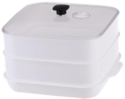FUNNETOYU Vaporiera e Conservazione in Frigorifero Cottura Veloce a Doppio Strato in Pp Bianco per Microonde per Alimenti Accessorio la Cucina Domestica