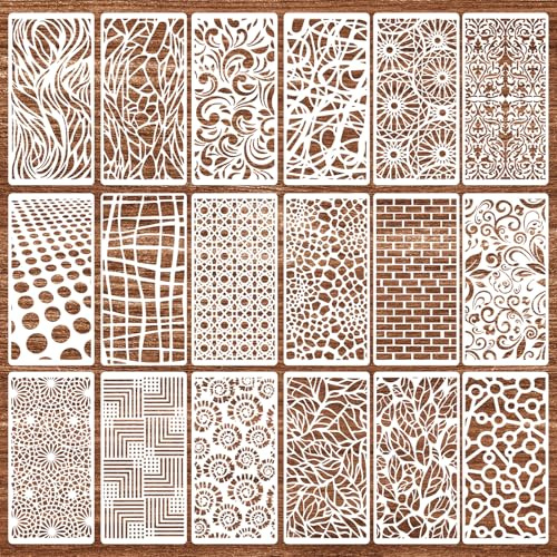 Grevosea 18 st schabloner för hantverk återanvändbara blomschabloner textur bakgrund vägg stencil blad blommiga mallar för målning på trämöbler kanvas klippbok journal