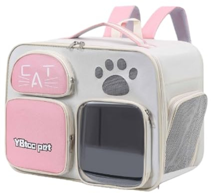 Nexuso Haustier-Rucksack, Geeignet Für Katzen Und Hunde Bis Zu 10 Kg, Tragbare Reise-Schultertasche, Große Platz Schultertasche (40x26x30cm)-Pink