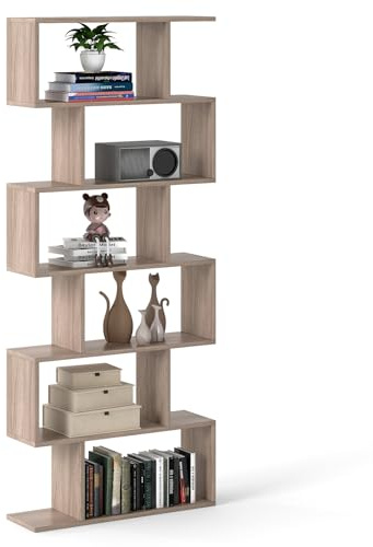 COSTWAY Bücherregal mit 6 Ebenen, Standregal Raumteiler Regal, Büroregal freistehend, Aufbewahrungsregal für Wohnzimmer, Schlafzimmer (Grau,80 x 23 x 192 cm)