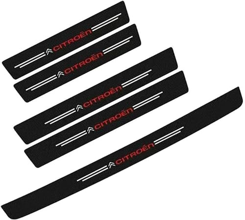 CHANGKAIFA 5 Pièces Protection Seuil de Porte de Voiture pour Citroen C4 2021-2025, Autocollants Seuil Portière en Fibre Carbone Protection Anti-Rayures