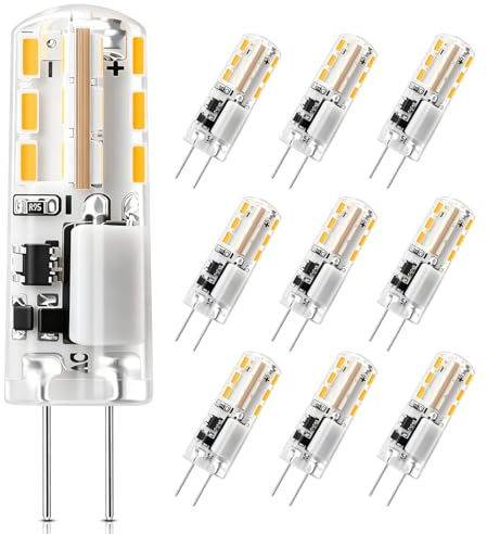 AIMEOKO G4 LED Lampe Warmweiß 12V 2W 2700K Nicht Dimmbar 200 Lumen 10 Stück | Kein Flackern G4 Led Stiftsockellampe, Mini Leuchtmittel LED Bi-Pin-Sockel, Ersatz für 20W Halogenlampen
