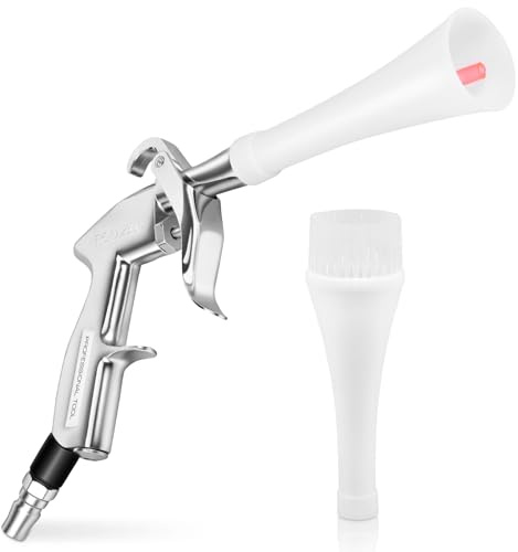 Torr utblåspistol med 360° rotationsmunstycke och borstfäste, 6–9,2 bar (87–133 PSI) tryckluftspistoler, blowgun tryckluft, rengöringspistol av aluminiumlegering, bilinredning och utomhusvård