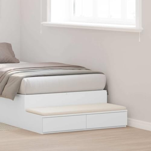 Teenpull Bettschubladen Weiß Holzwerkstoff 100 x 36,5 x 16,5 cm mit 2 Schubladen Stauraum Nachttisch Beistelltisch Schlafzimmer Aufbewahrung vielseitig als Sitzplatz oder Ablage