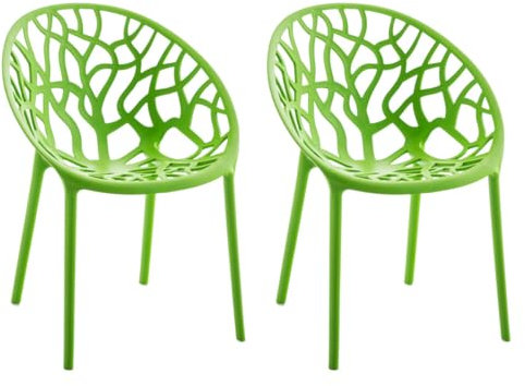 CLP 2er Set Gartenstühle Hope Kunststoff I Stapelstühle wetterfest und UV-beständig I Outdoorstühle pflegeleicht I Sessel für draußen, Farbe:grün