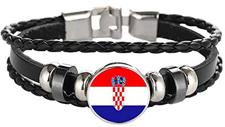 Wedarego Kroatien Flagge geflochtenes Armband Leder Kette Kristall Armband Souvenir, Mode handgefertigte Armband für Mann & Frau besonderes Tagesgeschenk