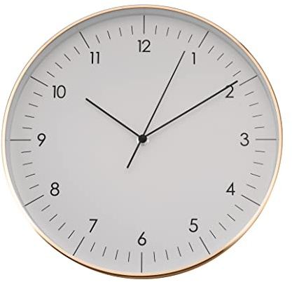 LUUK LIFESTYLE Moderne Quarz Wanduhr, Geräuschlos, 31cm, Weiß & Gold | mit Sekundenzeiger, schlichtes Design, für Büro, Küche, Bad, Geschenk zum Umzug, Große stillvolle wanduhr, skandi Design