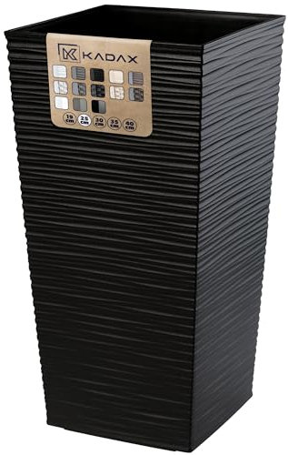 KADAX Elegante Vaso Alto per Piante da Interno ed Esterno Decorativo, Grande Fioriera in Plastica per Giardino e Balcone (Nero, Irregolare, 46.5 cm)