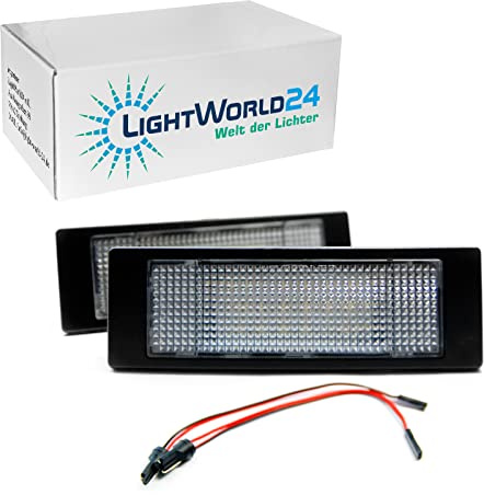 LIGHTWORLD24 LED Kennzeichenbeleuchtung Glühbirnen Nummernschildbeleuchtung SMD mit CanBus Fehlerfrei 6000K Kompatibel mit BMW E63 E64 E81 E87 E86 Mini R55 R60 R61 2 Stück