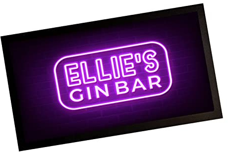 Personalisierbare Gin-Bar-Matte – Lila Neon-Gin-Bar-Matte – Männerhöhle Hausbar