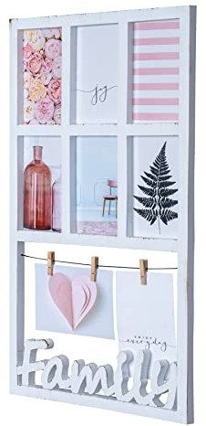 levandeo Cadre photo H56 cm 6 photos Blanc Family Pinces Shabby Chic Cadre photo Collage Décoration murale