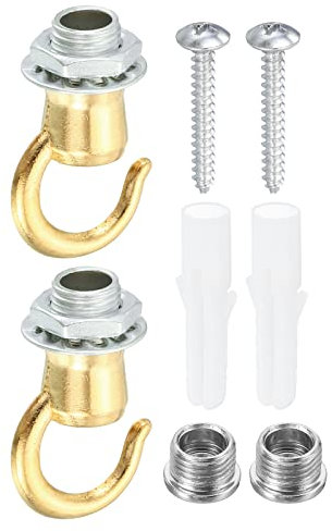 PATIKIL 2-Pack Deckenhaken Schraubhaken für Kristallkronleuchter Kerzenkronleuchter DIY-Beleuchtung 37mmx23mm golden