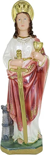 Estatua Santa Bárbara de yeso nacarado Pintada a Mano - 35 cm