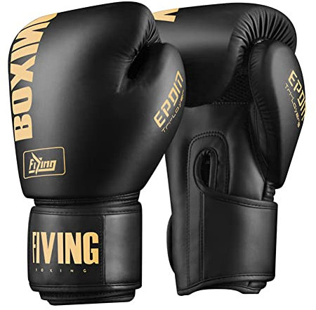 Boxhandschuhe, Trainingshandschuhe für Damen und Herren, professionelle Leder-Kampfhandschuhe für Erwachsene, Handgelenkschutz, atmungsaktiv, goldfarben, 237 g (Gold, 284 g)
