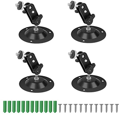 JANDH Support Camera, 4 Pièces Support de Fixation Murale Caméra Intérieure Extérieure, Noir Support Mural pour Caméra Réglable à 360 Degrés
