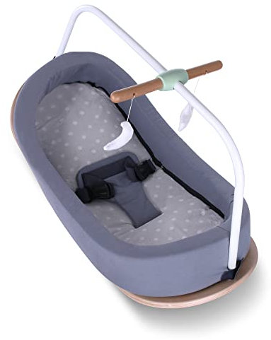 FAFOUR Schaukelwiege aus Holz, Puppenwiege, Puppenbett, Puppenwiege, multifunktionale Babywiege, Balanceboard und Kinderwagen in einem