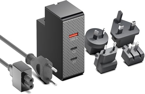 KFD PD 100W Ladegerät GaN USB C Netzteil 3 Ports Charger PD Wandladegerät für MacBook M3 M4 M2 Pro Samsung ThinkPad Dell XPS Tablets Laptops Type USB-C 20V 5A 100W Starlink Mini Ladekabel