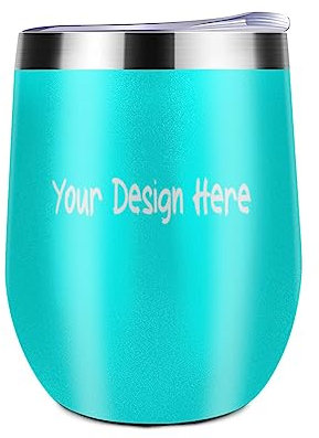 Miujonvy Reise Wein Tumbler Bilder hinzufügen/Text Doppelwand Vakuum Edelstahl Reisebecher für Wein Rot Licht Cyan