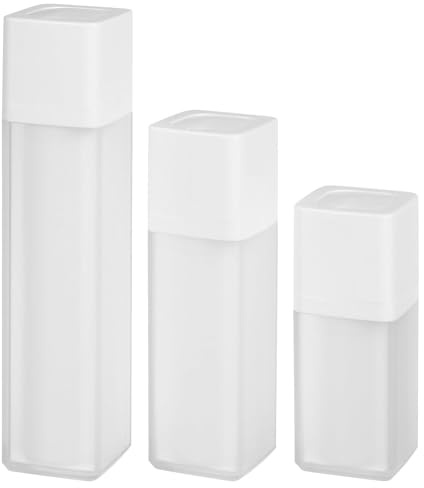 MEISO 3 Pièces Flacons à Pompe en Plastique Givré, Flacons de Voyage, Rechargeables Cosmétiques Pompe Sous Vide, Pour Fond de Teint, Crème, Lotion, Distributeur d'essence Carré(15 ml)(30 ml)(50 ml)