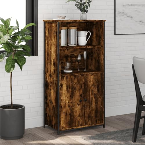 CKioict Wohnzimmer Schrank Konsolentisch Mehrzweckschrank Highboard Räuchereiche 62x36x121,5 cm HolzwerkstoffFür Eingang, Flur, Wohnzimmer