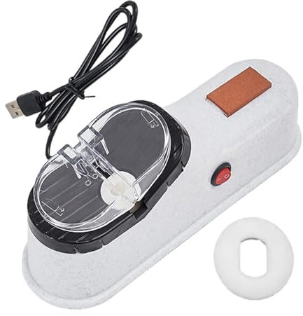 Afilador de cuchillos eléctrico, afilador de tijeras, máquina afiladora de cuchillos recargable por USB, herramienta afiladora de cuchillos con cubierta protectora para el hogar y la cocina (blanco y