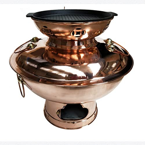 Faitout traditionnel en cuivre torréfié – Barbecue électrique à double couche au charbon de bois pour soupe claire de canard mandarine – Casserole en cuivre pur monobloc