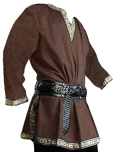 Runcati Costume da Uomo Medievale Rinascimentale Pirata Halloween Tunica vichinga Cavaliere Cosplay Guerriero Larp Camicie,Marrone,M