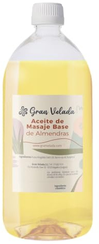 Gran Velada - Massageöl Basis Mandel 1000 ml | Mandelöl & Sojaöl mit Vitamin E für DIY Massageöle, Hautpflege Basis, Natürliche Textur für professionelle Anwendungen, Große Vorratsgröße