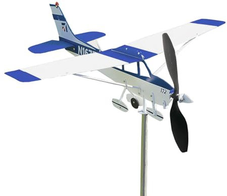 Spinners À Vent – ​​Girouette d'avion | Girouette en Métal pour Avion Amélioré 2024 | Breeze Dancer Girouette pour Avion | Indicateurs De Direction du Vent pour L'extérieur