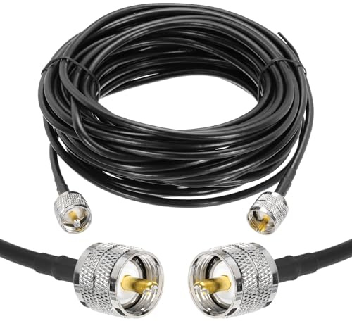 sourcing map 1PCS RG58 Coaxial Cable 50ft/15.2 M, UHF PL-259 Male to Male Coax Cable 50 Ohm Low Loss Cable for CB Radio, Ham Radio, Antenna Analyzer