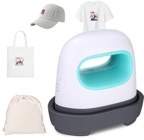 Mini prensa de calor, verde, prensa de transferencia de máquina de trazador con base de seguridad aislada, prensa de planchado para camisetas, zapatos, bricolaje, pequeños proyectos de vinilo HTV