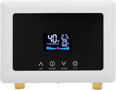 Elektrischer Warmwasserbereiter, mit LED-Anzeige, Elektrischer Schnellwasserbereiter,Elektronischer Durchlauferhitzer Küche 220v 5500W,für Küche und Badezimmer, Schnelles Aufheizen, Square