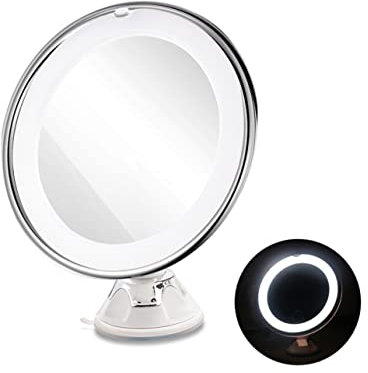 MUSISALY Espejo De Maquillaje con Luz Led Aumento Espejo Cosmético con Ventosa para Maquillaje Diurno y Nocturno