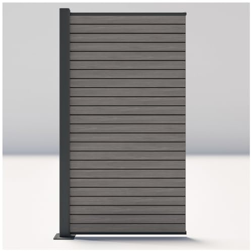 HORI Sichtschutzzaun Rhombus-Style Anbauelement schmal | WPC Windschutz | Robuster Zaun für Garten & Terrasse | Erweiterbares Sichtschutzsystem | Modernes Design I Aufschrauben Graubeige