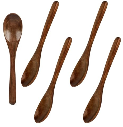 BigKego 5 Pezzi Piccoli Cucchiai in Legno Miele Cucchiai da Zuppa 15CM per La Casa Cucina Ristorante