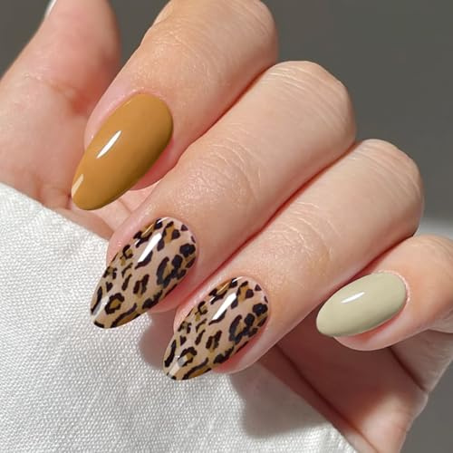 JMEOWIO Nagelfolie UV Härtend Braun Mit Leopardenmuster UV Gel Nail Strips Nagelsticker Nagelaufkleber Nail Art Dekoration Nageldesign Zubehör