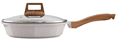 Prettiee Frying pan, medical stone frying pan with glass lid, deep frying pan suitable for induction cooker and gas stove (One Color 28cm)