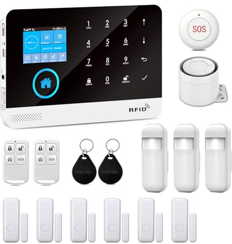 XNY 4G+WiFi Home Alarm Systems, Wireless Alarm System for Home Security with APP Alert, 16-Piece-Kit, Motion Detector, Door Window Sensor, Siren,Work with Amazon Alexa and Google Assistant