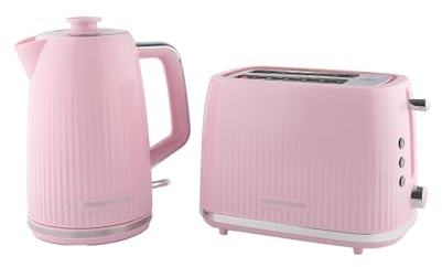 Hamilton Beach Kettle and Toaster Set, Miami, Electric Kettle 1.7L, Wide Slot Toaster 2 Slice, Boil Dry Protection, 7 Variable Browning Levels, Flamingo Pink - HBMIAF
