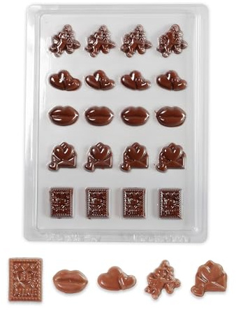 Valentine Chocolate Mould – Lips, Cupid & “Be Mine” Plaques – Food-Grade Plastic Chocolate Mould for Cakes, Brownies & Gift Boxes – Cocoaform