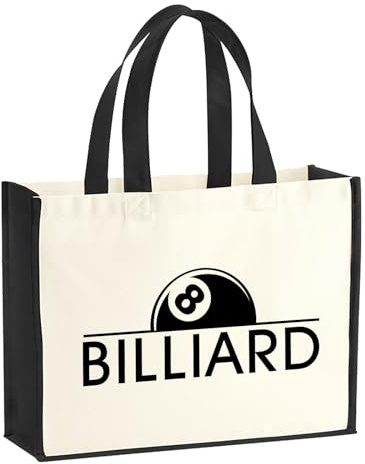 Huuraa Jutetasche Billard Snooker Geschenk 21 Liter Black Jute und Baumwolle Einkaufstasche Billard Geschenkidee