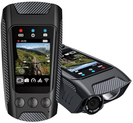 MMOBIEL 4-in-1 Cycling Camera 4K Action Cam with Video, GPS Route Tracker, Horn – IPX5 Waterproof Bike Camera for Cyclists with App (WiFi), 32GB SD Card Included – Easy Handlebar Mount