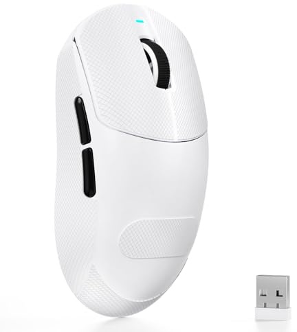 ATTACK SHARK X8SE Ratón Gaming Inalámbrico, Peso Ligero 55g, Sensor PAW3311, Chip BK52820, 25,000 dpi, BT/2.4G/USB-C, 80 Millones de Clics, Batería 500mAh, Driver Web para PC/Mac– Blanco+Grip Tape