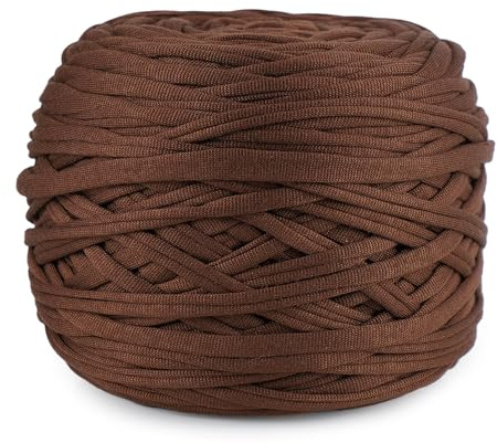 CUEMOON Fettuccia per Borse a Uncinetto, 285g/100m Filati per Borse Uncinetto, Cordoncino per Borse, Cestini, Tappeti, Fai da Te, Decorazioni, Artigianato (marrone)