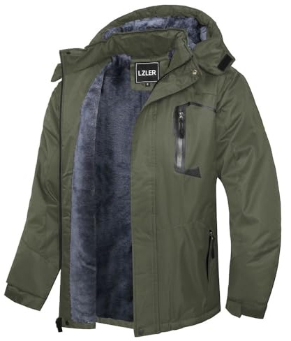 LZLER Men's Winter Jackets Warm Windproof Ski Snow Winter Coats Waterproof Fleece Windbreaker Snowboarding with Hood