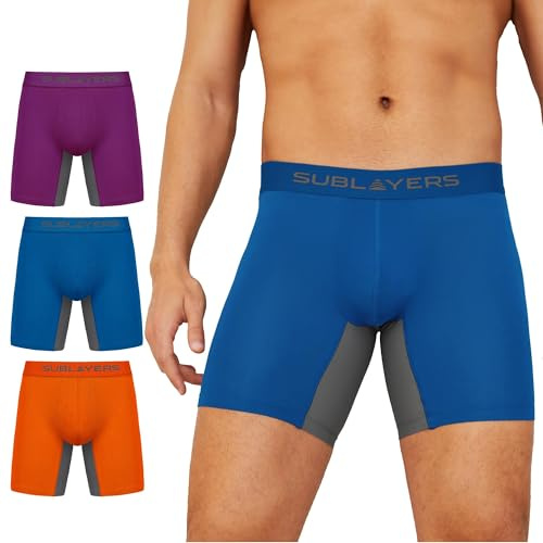 Mens Bamboo Boxers 3 Pack Breathable Elasticated Waistband Premium Underwear Contoured 3D Pouch Anti-Chafe Panels Anti Leg Ride-up Mens Sports Boxers (UK, Alpha, XL, Regular, Regular, Bright)